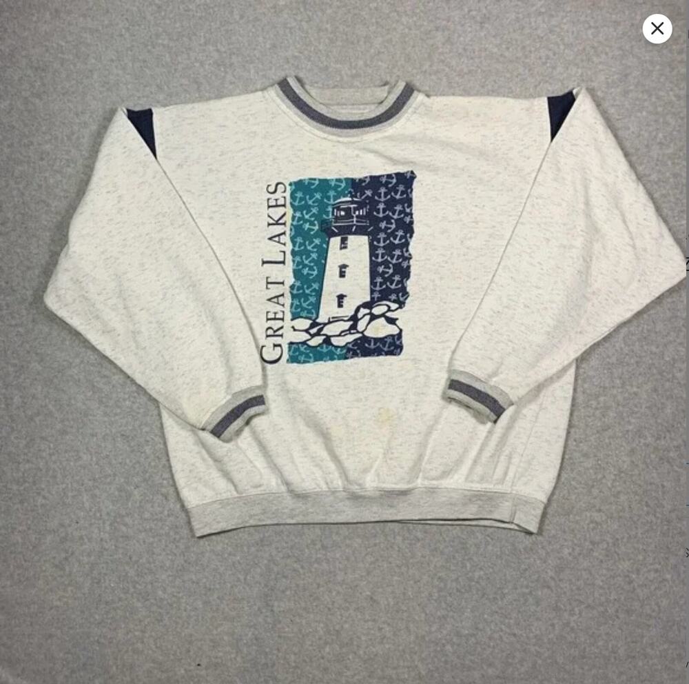 Vintage Great Lakes Crewneck Sweater Men’s Size XL Light House Gear For Sports